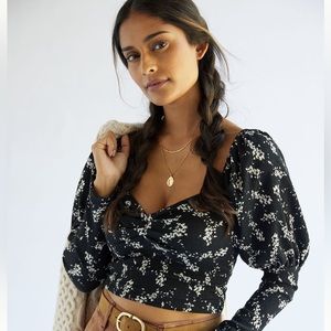 NWT Anthropologie Floral Sweatheart Top Plus Size 1X